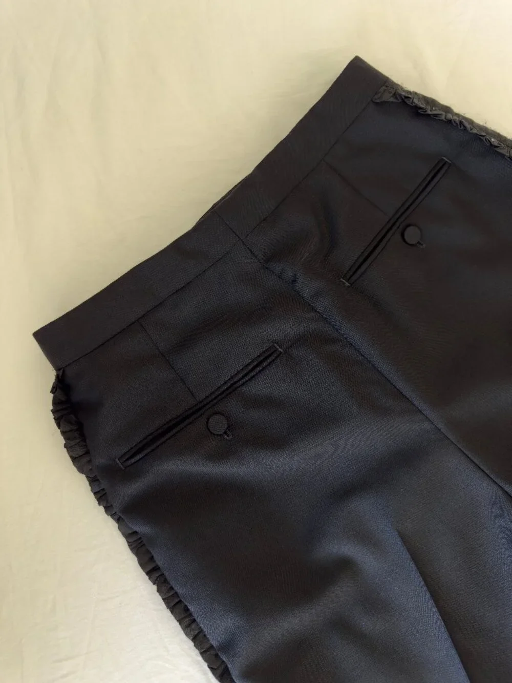 Acne Studios Black Wool Tuxedo-Style Flared Trousers (Waist 30